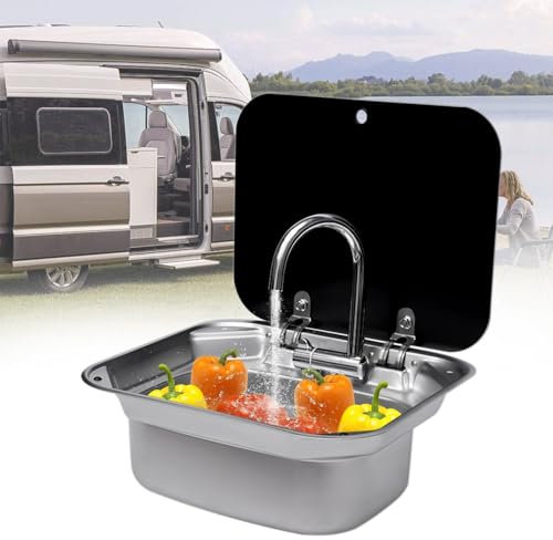 XDLYWUZIQ Wohnmobil-Campingspülbecken, Handwaschbecken Mit Spülbecken-Set, Küchen-Handwaschbecken, Waschbecken Mit Zusammenklappbarem Wasserhahn
