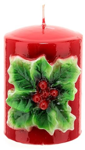 Kerze mit Mistelzweig rot, 10 cm