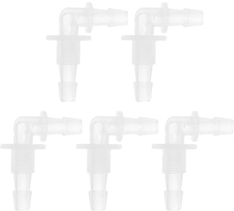 HEROFFIX 5 Stück Aquarium Kunststoff Schlauchstutzen 7/32 Schlauch ID G1/8 Gewinde Ellbogenverbinder Aquarium Tank Luft Pumpe Schlauchverbindungen Klar PP