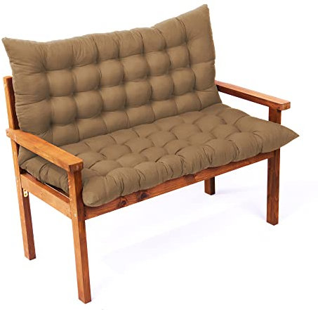 Sitzkissen für Gartenbank mit Rückenlehne, dicke Relaxer-Sitzpolster für 2-/3-Sitzer, Terrassenmöbel, Loveseat-Schaukeln, Ersatzkissen, Outdoor-Bankauflagen, Khaki, 10 x 100 x 8 cm