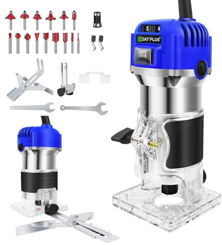 Wood Router Tool, 220V 800W 27000R/MIN Mini Palm Router, 1/4 Electric Wood Trim Router, Handheld Wood Trimmer Compact Router, Small Hand Held Woodwork Routers Machine for Woodworking Power Tools