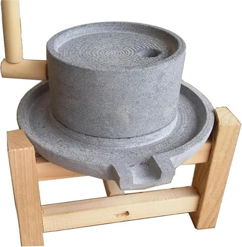 NXSLONE Mulino a Pietra，Mulino per Cereali Macinino for Pasta Piccolo, smerigliatrice ad Umido, polverizzatore for Sesamo/Semi/soia bagnata, Pietra Domestica con Cornice in Legno
