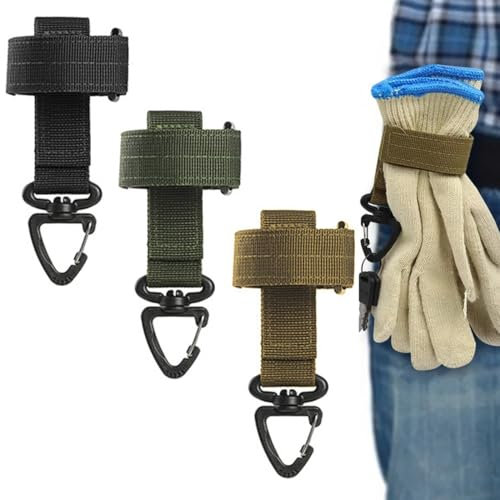 WUSJCOF 3 Piezas Tácticos Multiusos al Aire Libre, Cuerda de Escalada, Almacenamiento, Llavero, Ajustable, Gancho Guardián, Colgando, Molle para Woker y Hiker, Porta Guantes,Anticorte (3 Colores)
