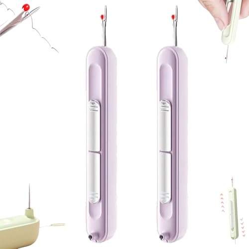 Enhebrador de Agujas 2 en 1, descosedor de Agujas enchufable, Nuevo enhebrador de Agujas enchufable de 2025, descosedor de Agujas Extensible para Coser, Herramienta de eliminación (2pcs-Purple)