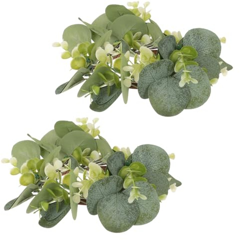 Garneck 2Er Set Kerzenkranz Simulationsblattkranz Für Tischdekoration Künstlicher Blattkranz Als Kranz Schmuck Für Kerzen Hochzeit Party Bankett Geburtstag Wohnaccessoires 9.84X9.84X1.97 in