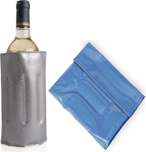 2 refrigeratori per bottiglie da viaggio – Manicotto refrigerante per vino con chiusura rapida – Manicotto refrigerante per il raffreddamento di birra, vino e bibite – Riutilizzabile per spumante