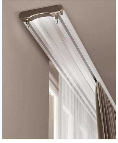 Binario per tenda a doppio binario da 4,9 m, montaggio a soffitto, in alluminio, sistema scorrevole per interni ed esterni, colore: bianco