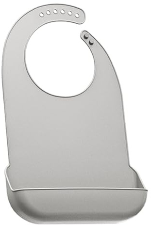 YYGMSS Bavoirs imperméables en silicone pour adultes, avec récupérateur de miettes, bavoir gris réglable pour femmes âgées, mangeant, lavable, facile à nettoyer (taille M), gris, L