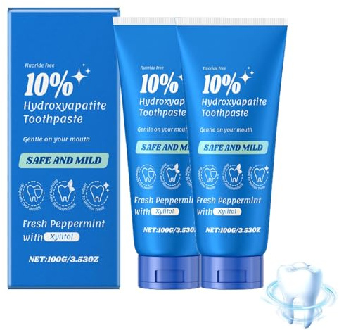 Hydroxylapatit Zahnpasta,10% Hydroxyapatite Toothpaste, Zahnpasta Hydroxylapatit Fluoridfreie für Repariert Sanft Den Zahnschmelz und Lindert Zahnempfindlichkeit (2)