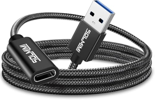 SOLMIMI USB A till USB C-adapter A-kontakt till typ C-uttag för smartphone, mobiltelefon, surfplatta, bärbar dator, hårddisk, hub, hörlurar, bil, 2,4 m