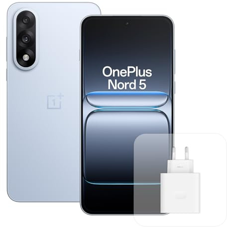 OnePlus Smartphone Nord 5 12 Go RAM 512 Go Stockage, écran AMOLED 6,83 Pouces 144 Hz, Snapdragon 8s Gen 3, Double caméra 50 Mpx, Batterie 5200 mAh, avec Chargeur 80W, Bleu