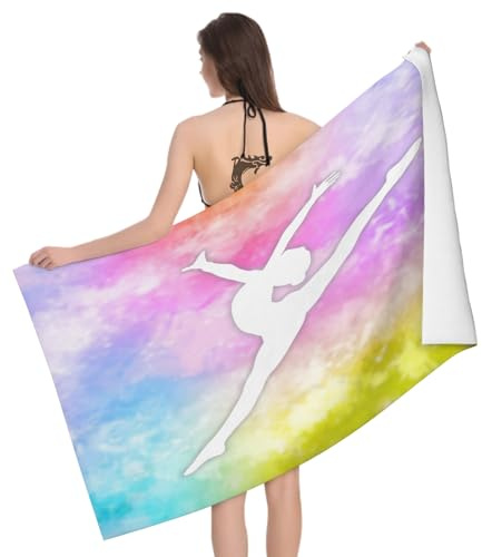 Leichong Telo Mare Microfibra 70x140 cm Ginnastica Artistica, Telo da Bagno in 3D Splash Dell'Acquerello Asciugamano da Spiaggia da Asciugatura Rapida Assorbente per Palestra, Yoga