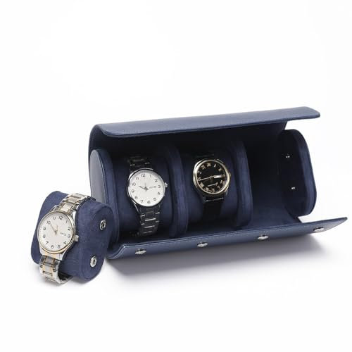 NPXUAMTJ Uhrenbox für Herren und Damen, Uhrenrolle, 1/2/3 Schlitz, Leder, Uhren-Organizer, PU-Leder, Vintage-Display, Schmuckaufbewahrung