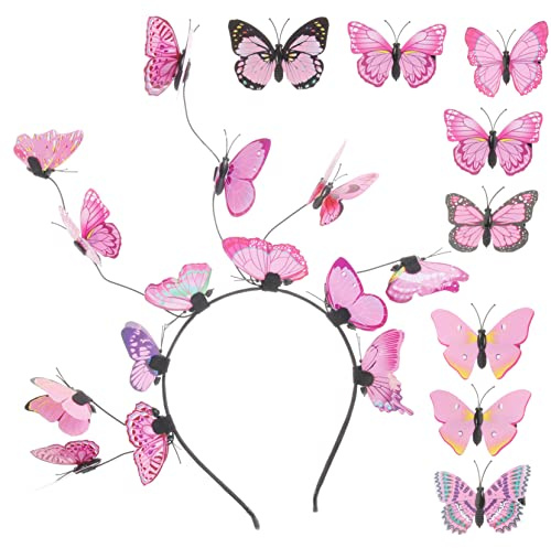 Healeved Schmetterling Haarreif und Teiliges Haarclip Ultraleichtes Verstellbares Stirnband mit Dekorativen Schmetterlingsfascinatoren für Damen Komfortabel und Vielseitig für Hochzeit
