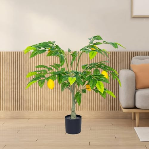EXCLURA Plantas Artificiales Decorativas Limonero Artificial con Frutas en Maceta, Planta de Limón Falsa Realista del Hogar, Árbol Falso con Hojas Realistas, Plantas en Macetas Falsas(80cm(31 1/2))