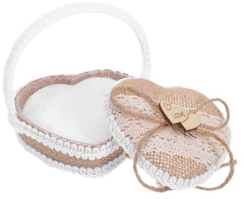 CONGARTENO Handgefertigte Jute Ringbox für Hochzeit Blumenjunge Rustikaler Ringhalter Schmuckaufbewahrung Ringträger Accessoire für Zeremonie und Verlobung Dekoration