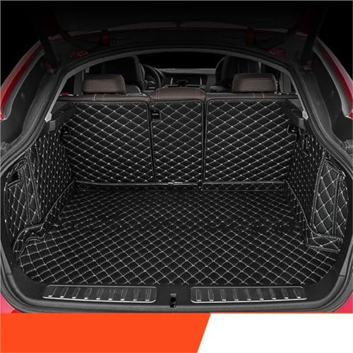 Für VW Für Tiguan Für Allspace Für Adventure 7-Sitzer 2019-2024 Auto Volle Abdeckung Kofferraummatte Auto Cargo Liner Kofferraum-Schutzmatte(Black-Beige)