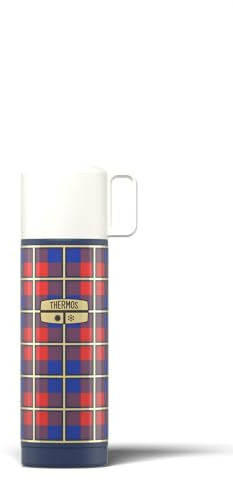 Thermos - Revival Blue Flask (500ml) - Premium Leak Proof Insulated Tea & Coffee Flask for Hot & Cold Drinks, Built-in Cup, Push Button Stopper, BPA-Free, Durable Steel