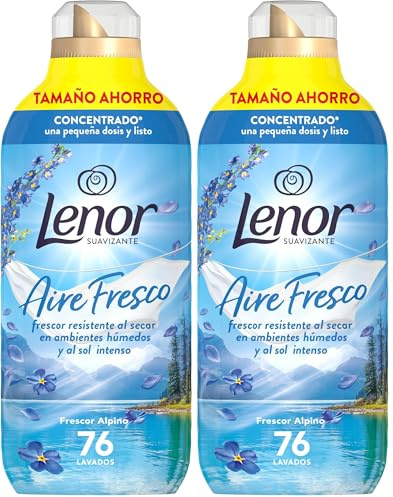 Lenor Aire Fresco Suavizante Para Ropa Frescor Alpino 76 Lavados, 1.064L, Frescor Resistente Al Secar En Ambientes Húmedos O Al Sol Intenso (Paquete de 2)