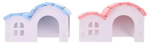 ELEOUTI 2 St Hamsterhus för Smådjur Mysigt Gömställe och Sovnäste i Rosa och Blått och Bekvämt Hamsterboende för Gerbiler och Små Gnagare för Vila och