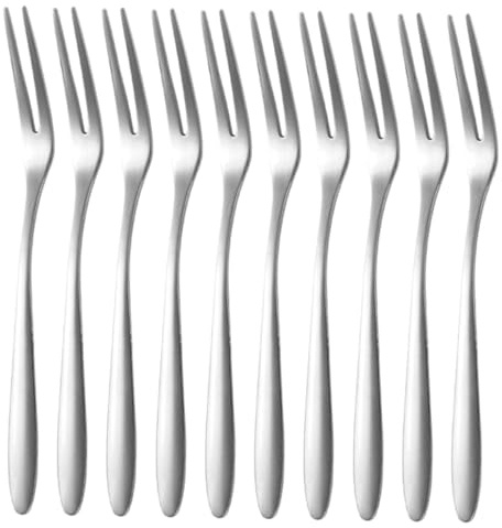 Ipetboom Tenedores de Fruta de Acero Inoxidable 304, Juego de 12 Piezas de Tenedores de Cóctel Portátiles de 2 Puntas, Pulidos a Espejo, Ideales para Postres, Ensaladas y Aperitivos