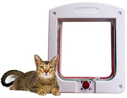Katzentür Katzenklappe Verschluss Katzenklappe Installieren Leicht mit Teleskoprahmen,weiß Katzen und Hunde mit Tunnel