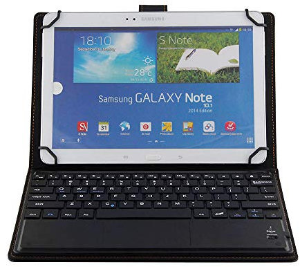 J&H Funda universal de piel para teclado de tableta de 10 pulgadas, Huawei Mediapad T1 10, funda de teclado de piel sintética con teclado Bluetooth (ratón) para Huawei Mediapad T1 10