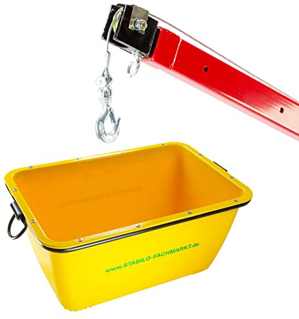DEMA Mörtelkasten 200 Liter – Mörtelkübel, Mörtelwanne, Krankübel, Mörtelmulde mit Kranbar, Robuste Kunststoffmulde für Bauarbeiten