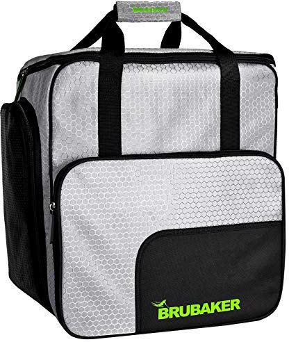 BRUBAKER SuperTec Skischuhtasche Helmtasche Rucksack mit Schuhfach - Silber Grün