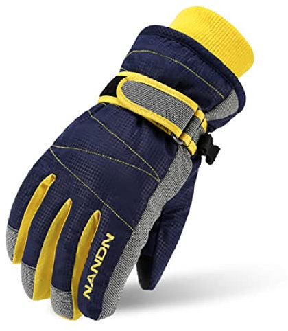 TRIWONDER Kinder Thermo-Fleece Skihandschuhe wasserdichte Snowboard Handschuhe für Jungen Mädchen (Blau, M (8-10 Jahre))