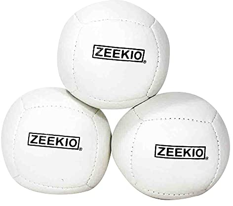 Zeekio Lunar - Juego de Pelotas de Malabares (3 Unidades, reactivas UV Profesionales, 6 Paneles, 110 g), Blanco sólido