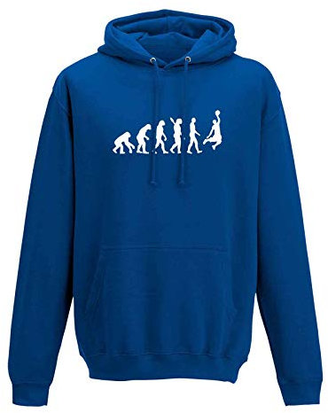 Hoodie Evolution Basketball Dunking Sport Jordan NBA 10 Farben Herren XS - 5XL DBB Alba Brose 46ers Olympia Bulls Celtics Spurs, Größe:XL, Farbe:Royalblau - Logo Weiss