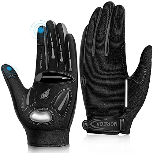 Bike Cycling Gloves for Men Women,Touchscreen Full Finger Shock-Absorbing 5MM Gel Pads MTB Road Bicycle Gloves for Mountain Biking,Running,Hiking,Outdoor Sports-Gray-L