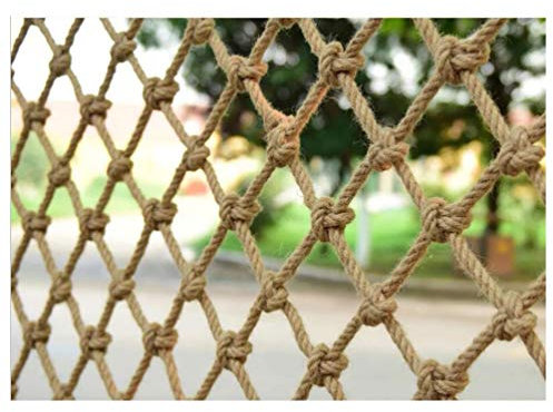 Kindersicherheitsseilnetz – Jute-Schnur, Gartennetz, Hanfseil, Netz, Cargo-Seil, Kletternetz, Durchmesser 10 mm, Masche 15 cm, Hanfseil, 1 x 5 m