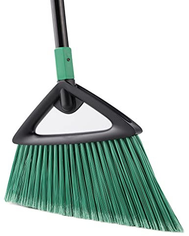 Eyliden Heavy Duty Broom, Commercial Angle Broom with Long Handle, Rough Surface Outdoor Broom for Garages Courtyard Sidewalks Decks, Perfect for Indoor Kitchen Office Lobby Sweeping