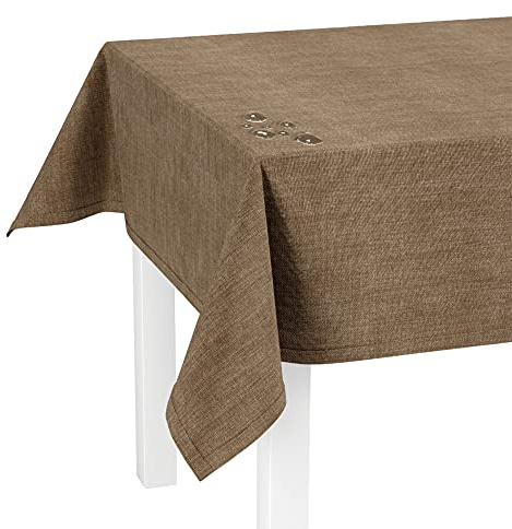 LILENO HOME Bordsduk tvättbar [110 x 140 cm] i brun – platsad polypropen-väv, vattentät med fläckskydd