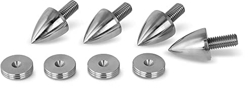 PrecisionGeek M8 25mm Acciaio Inossidabile Spike/Cono absorber per altoparlanti vite + Sottile Altoparlanti Piedino - 4 pz