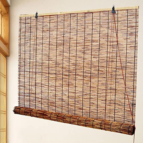 JWW Bambusrollo Für Terrasse 180x200cm 180x250cm Sonnenschutz Holzjalousie Innen Außen Rollläden Mit Heber Sichtschutz Wetterfest (Size : W50*H100cm)