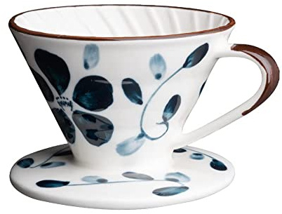 Ecoodisk Keramik -Retro -Faden über Kaffeefilter gießen, handbemalte Kaffee -Tropfer -Wiederverwendungsfilter.