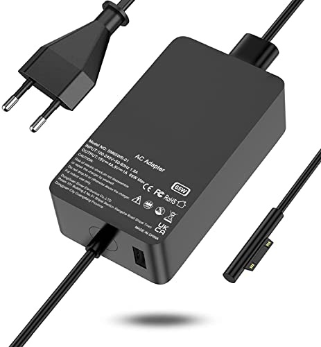 Chargeur 65W Compatible avec Surface Pro X/8/7/6/5/4/3, Go 2/3, Laptop, Book, Notebook/Tablette avec Port USB