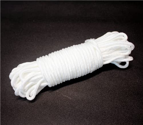 qixiang 30M White Nylon Rope 6MM Multi-functional Nylon Rope Cord Hanging String, Traction Tying Ropes for Camping Outdoor Activities Garden Bundling Garage Clothesline (AB-00)