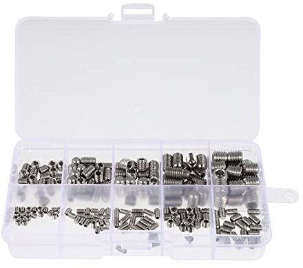 TEHAUX 200pcs Stainless Steel Headless Screws Hexagon Socket Screws Nuts for Furniture Assembly
