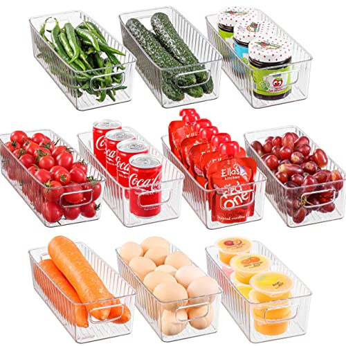 HNNJCK 10 Pièces Rangement Organisateur Frigo Transparent, Boite Organisation, Pour Bac De Réfrigérateurs Plastique Organiser, Cuisines, Placards - Sans BPA