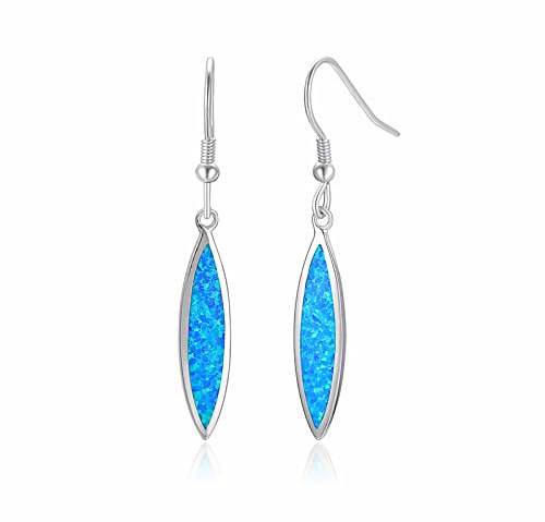 Lange Ohrhänger Aus 925er Sterlingsilber Für Damen Blaue Feueropal-Ohrringe,Synthetischer Opal