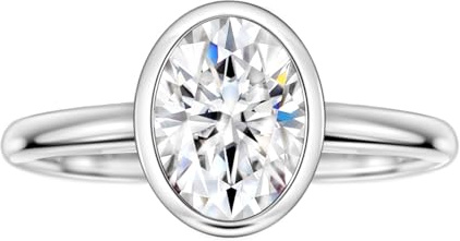 Michooyel CZ förlovningsring för kvinnor 2,0 ct oval skuren infattning kubisk solitär förlovningsring D-färg VVS1 simulering diamant 925 sterling silver ringar, Kubisk zirkonia