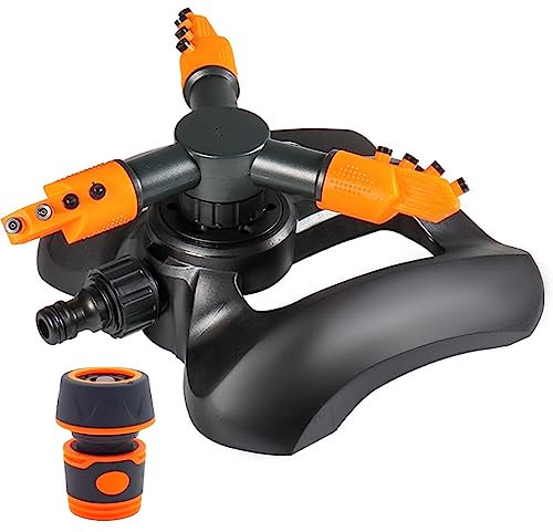 Rasensprenger 360 Grad Rotierende Garten Sprinkleranlage 3 Arm Garden Sprinkler Rasensprinkler Automatische Wasser Sprinkler Wassersprenger für Rasen Pflanzen Garten