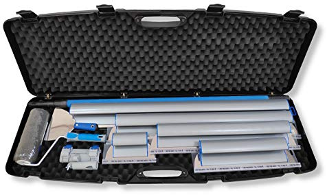 DEWEPRO® 9-teiliges Flächenspachtelset im stabilen Transportkoffer inkl. 5 Flächenspachteln, Teleskopstange, Putzwalze und Spachtel