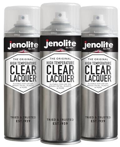 JENOLITE Hitzebeständiger Klarlack | 650 °C | 3x500ml | Klarlackspray wasserfest | Transparente Mehrflächenfarbe | Für Hochtemperaturbereiche, einschließlich Automobileinsatz