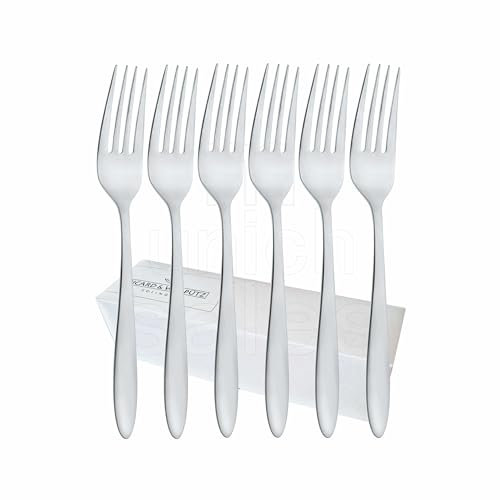 6 forchette da menù della serie Bolzano 6142 di Picard & Wielpütz, singolarmente in cartone pieghevole bianco