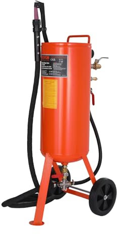 VEVOR Sabbiatrice da 37 Litri, Sabbiatrice Pressione 60-110 PSI, Serbatoio Abrasivo Portatile, Kit Sabbiatura ad Aria 2 Ugelli in Ceramica Separatore Tubo 2,3m per Rimozione di Vernice Macchie Ruggine
